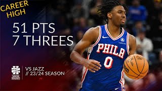 Tyrese Maxey 51 pts 7 threes vs Jazz 23/24 season