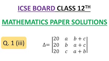 Solution to Q1(iii) of Mathematics Paper of ISC Class 12th Board Exam 2020 held on 11 Mar 2020
