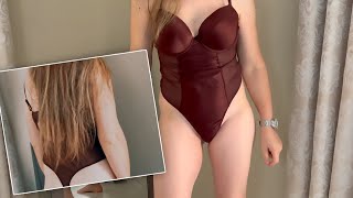 Sexy Lingerie Try on Haul Bodysuit Panty Thong