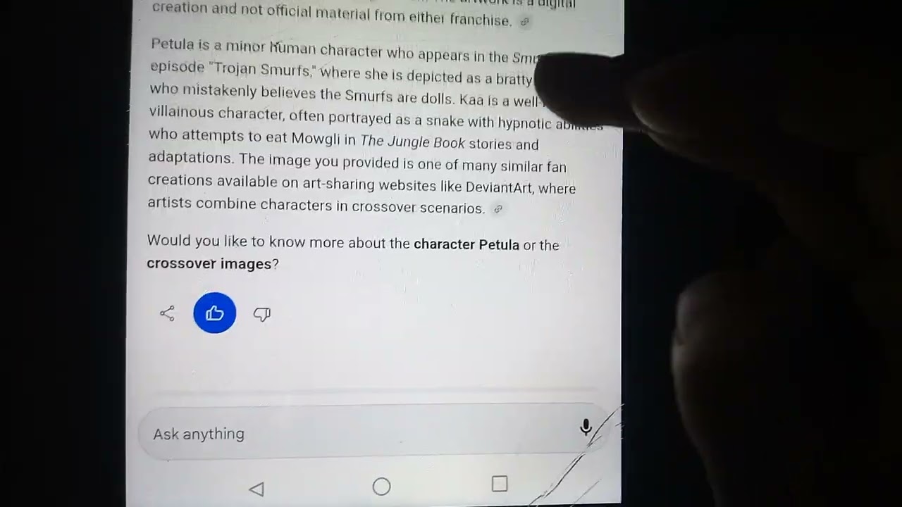 Petula from The Smurfs cartoon and Kaa the snake from The Jungle Book animated movie crossover 