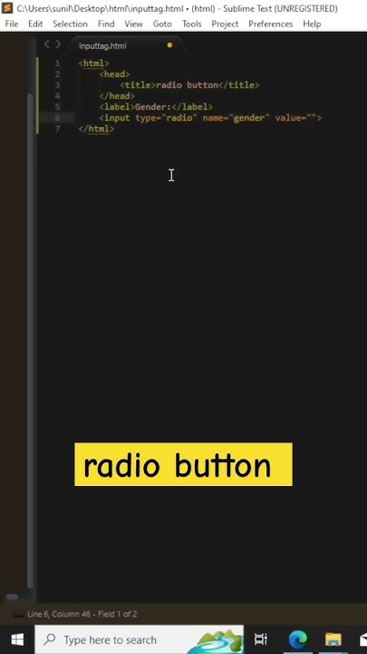radio button. html input tag. radio button example #coding #code # ...