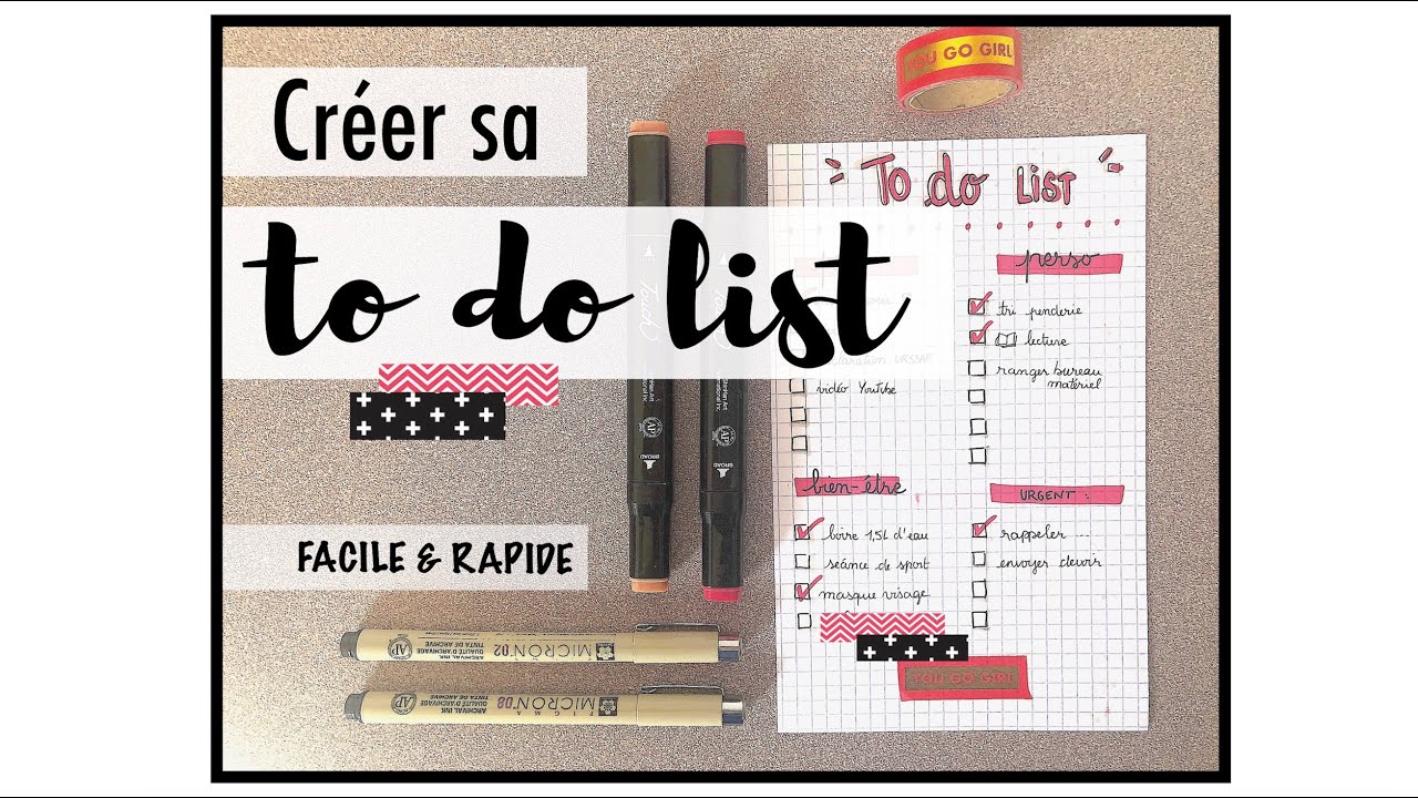 COMMENT CRÉER SA TO DO LIST (facile & rapide) | ORGANISATION | PLAN ...