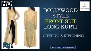 Front Slit Long Kurti (DIY) Cutting & Stitching