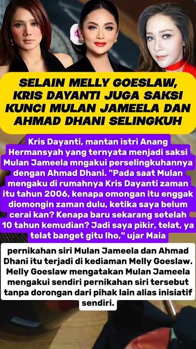 Kris Dayanti Juga Saksi Kunci Mulan Jameela dan Ahmad Dhani Selingkuh #shorts #fyp