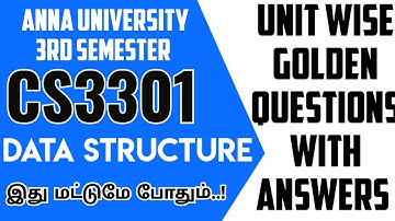 CS3301|Important Questions|Data structure|Important questions|3rd semester|Examination|2025|