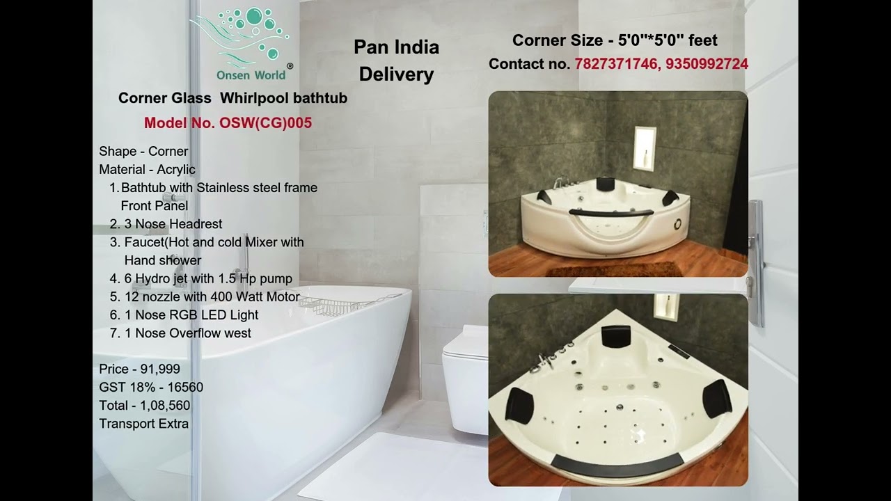 Corner /Jacuzzi/Whirlpool Bathtub
