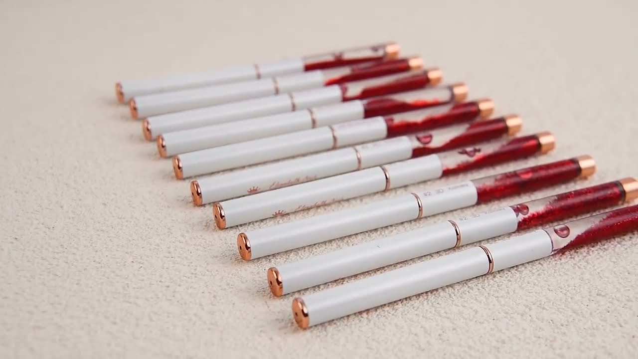 2021 New Glitter Red Liquid Handle Acrylic Brush 100% Kolinsky