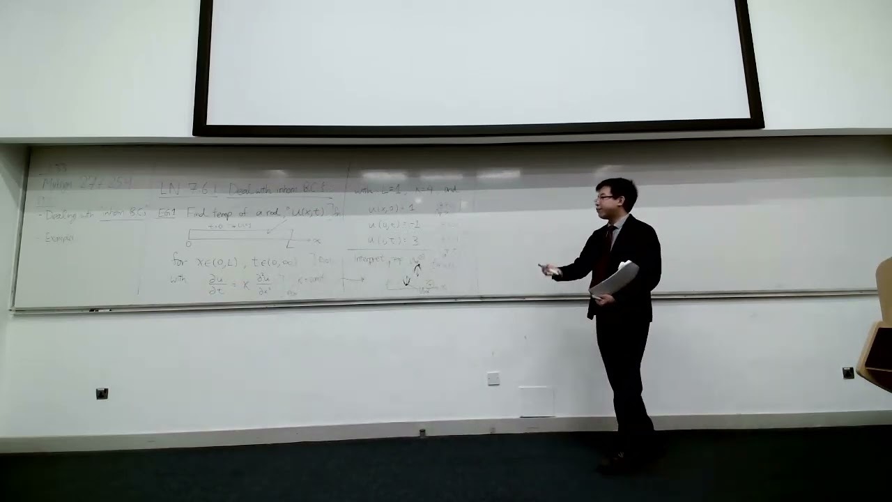 Heat Diffusion Equation, PDE with inhomogeneous boundary conditions eg | UoS 24-25 M2047 L33 241211