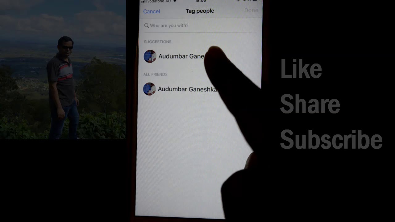 How to tag friends in a post in Facebook iOS or iPhone app YouTube