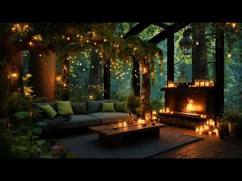 Deep Relaxation 🌧️ Forest Cabin Rain Sounds + Smooth Jazz & Warm Fireplace Ambience
