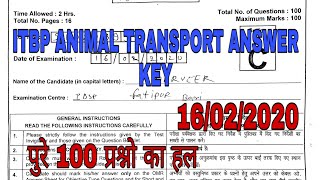 Itbp animal Transport answer key