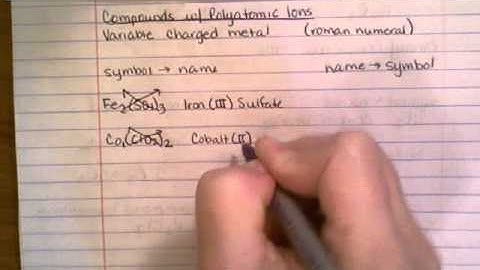 Variable charged metal + polyatomic ion