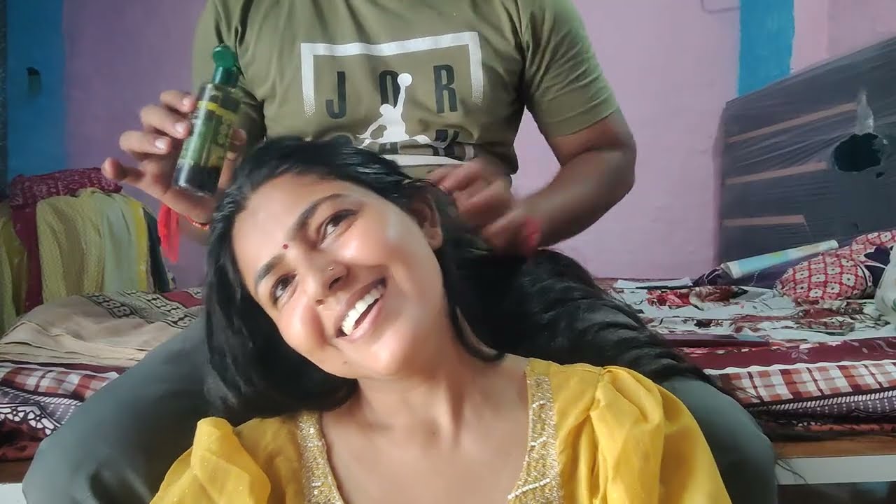 Beautiful long hair oiling by male😍/haircare by male/youtube/ninichopra/viral/longhairlove/haircare
