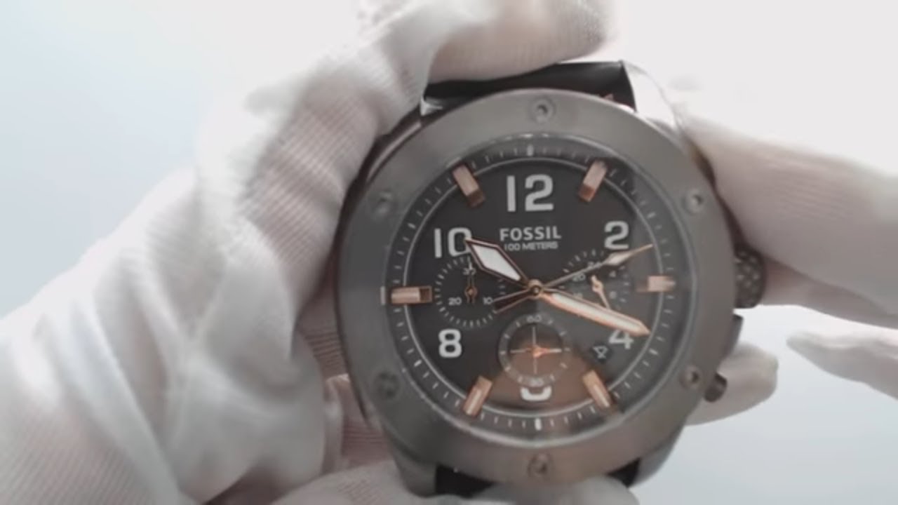 Men's Fossil Modern Machine Chronograph Leather Band Watch FS5016 - YouTube