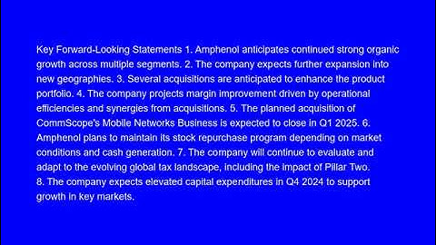 Amphenol Corp APH   10 Q Summary  and  Analysis   December 29, 2024