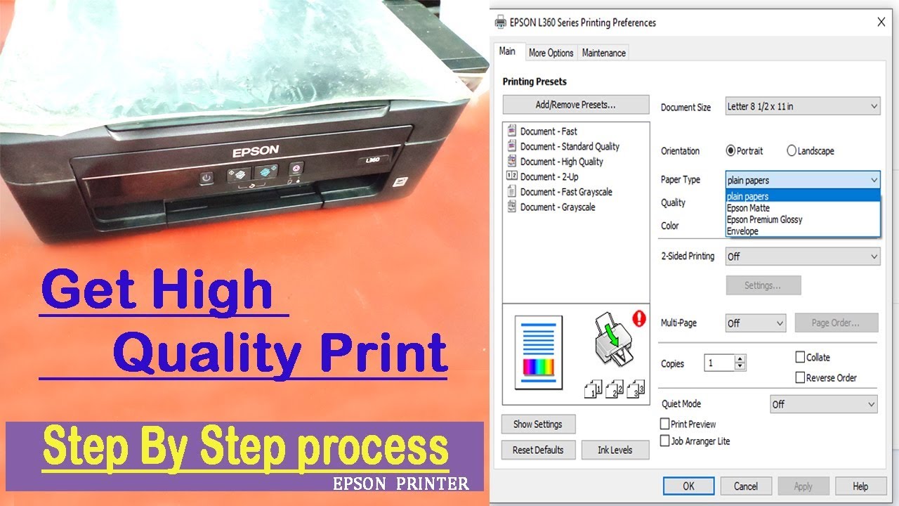 Epson Printer High quality Print Settings In Hindi Photoshop Settings Epson Printer High quality Print Settings In Hindi Photoshop Settings