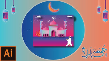 Mosque Design In Adobe Illustrator || Masjid Design Wallpaper || Ramadan Kareem , Jumma Mubarak ||