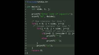 Details C programming in Android mobile | C Program to Print Hollow Square Star Pattern | RKD cs Guide