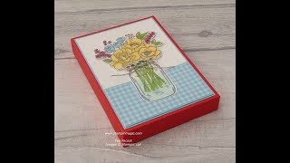 Jar of Flowers - Card Box - for 4 x Note Cards & Envelopes