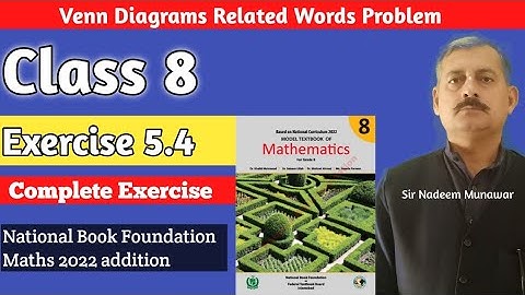 Class 8 Exercise 5.4 NBF Maths Ex 5.4 Complete Venn Diagrams related Questions Sir Nadeem Munawar