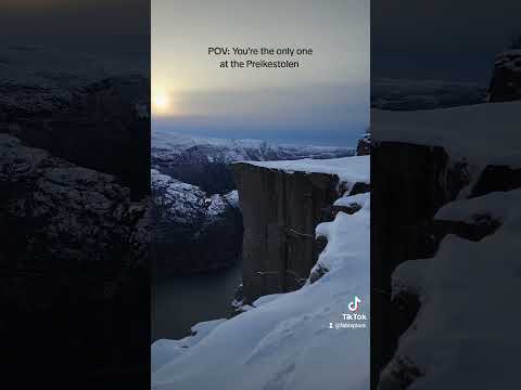 POV: You're the only one at the Preikestolen #norway #preikestolen #fjordnorway #snow #stavanger