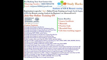 Registration is open now for Big Geospatial Data Analysis with Google Earth Engine  7 days training