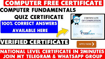 Computer Fundamentals Free Certificate -Free Computer Certificate | Computer Programming Certificate