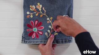 Diy your own trendy embroidery on to favorite pair of jeans instead
spending a ton money new pair. use adhesive paper and iron these
designs ...