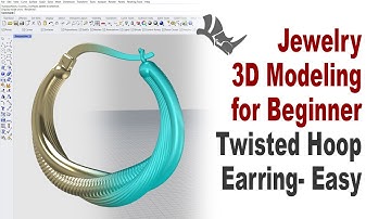 Jewelry 3D Modeling for Beginner- Twisted Hoop Earring- Rhino 3D CAD Tutorial #424