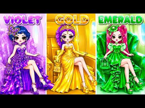 ✨Paper DIY✨ Violet vs Gold vs Emerald Fashion Battle! Which Style Wins?💕