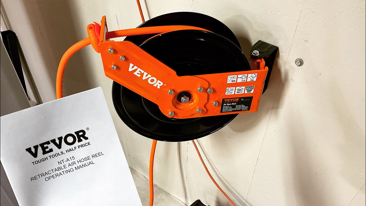 Review of The VEVOR NT-A15 50' Retractable 3/8” Air Hose Reel / Heavy Duty  For Less Than $100! 