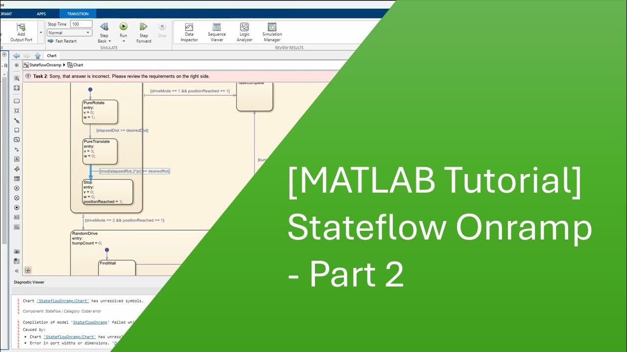 [Matlab Tutorial] Stateflow Onramp - Part 2 - YouTube
