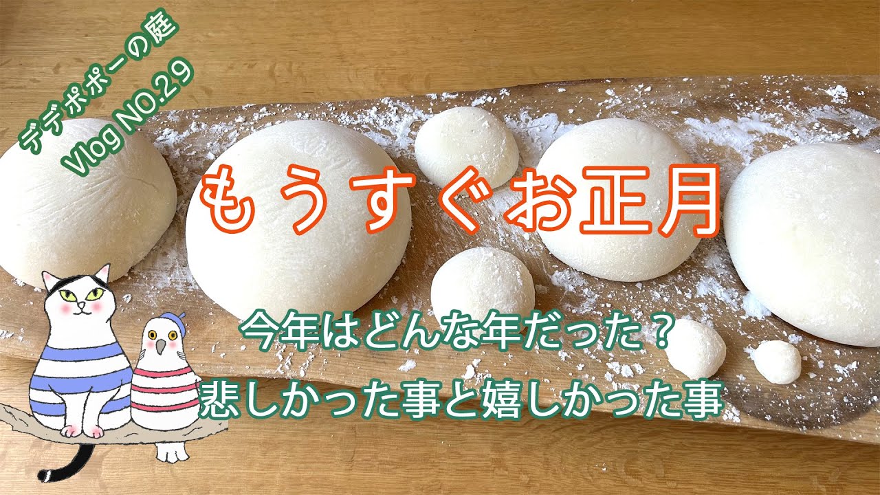 【60代ゆるく愛でる暮しNO.29】お正月/餅つき/鏡餅を作る/のし餅を作る/今年を振り返る/悲しかった事/長男猫とのお別れ/嬉しかったこと/長男猫椨太と共にエンディング