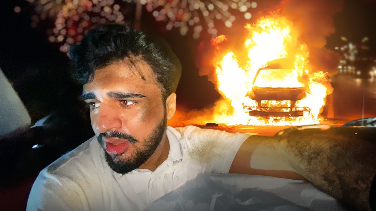 CAR CAUGHT ON FIRE (14 AUGUST CELEBRATIONS) YouTube