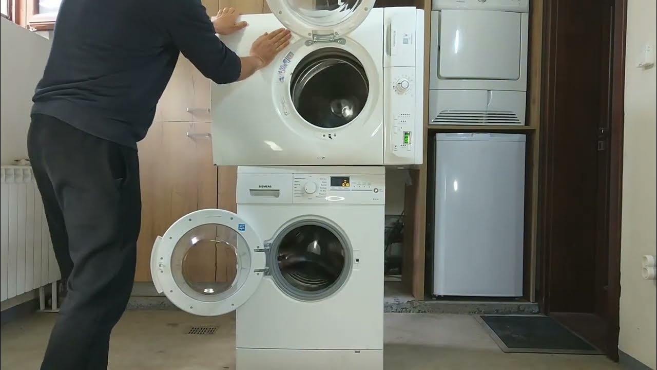 Experiment Тwo Stacked Washing Machines together Centrifugation