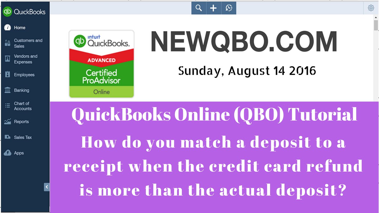 quickbooks online qbo how to match negative credit card daily