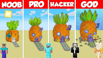 SPONGEBOB WATER HOUSE BUILD CHALLENGE - Minecraft Battle: NOOB vs PRO vs HACKER vs GOD / Animation