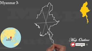 How to draw Myanmar Outline Map / Border Map of Myanmar /