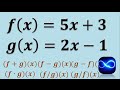 Operaciones con funciones (Suma, resta, multiplicación y división) (Ejemplo 1)
