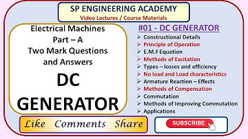01 Electrical Machines - DC Generator   Part   A   Two Mark Questions and Answers