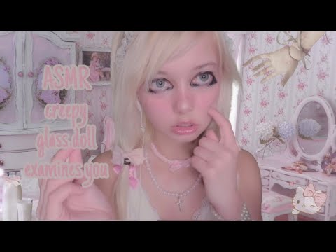 ASMR creepy doll made of out glass examines you! 🎀🧸(with music)