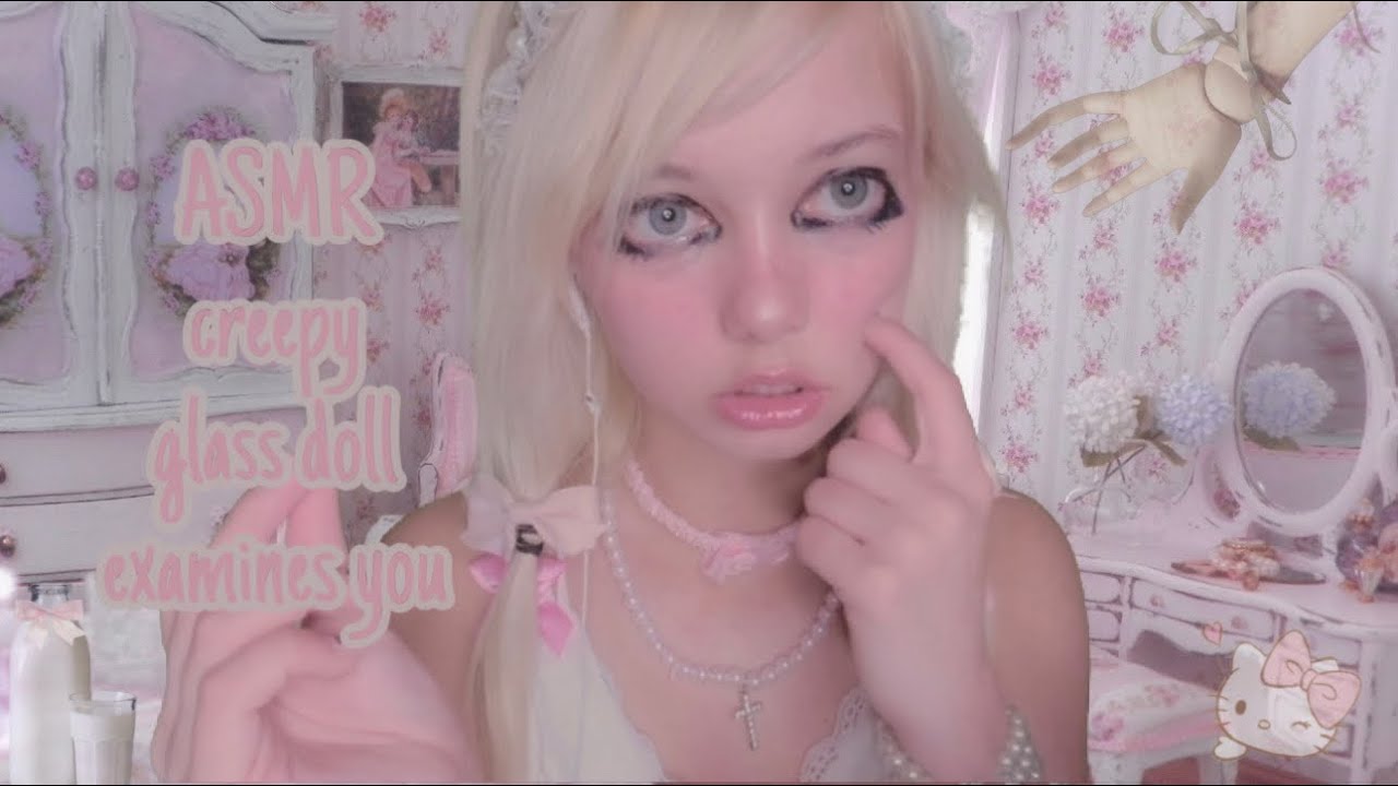ASMR creepy doll made of out glass examines you! 🎀🧸(with music)