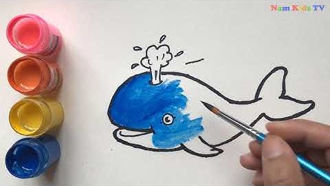 Vẽ Và Tô Màu Con Cá Voi - Gambar dan warnai paus itu - Nam Kids TV