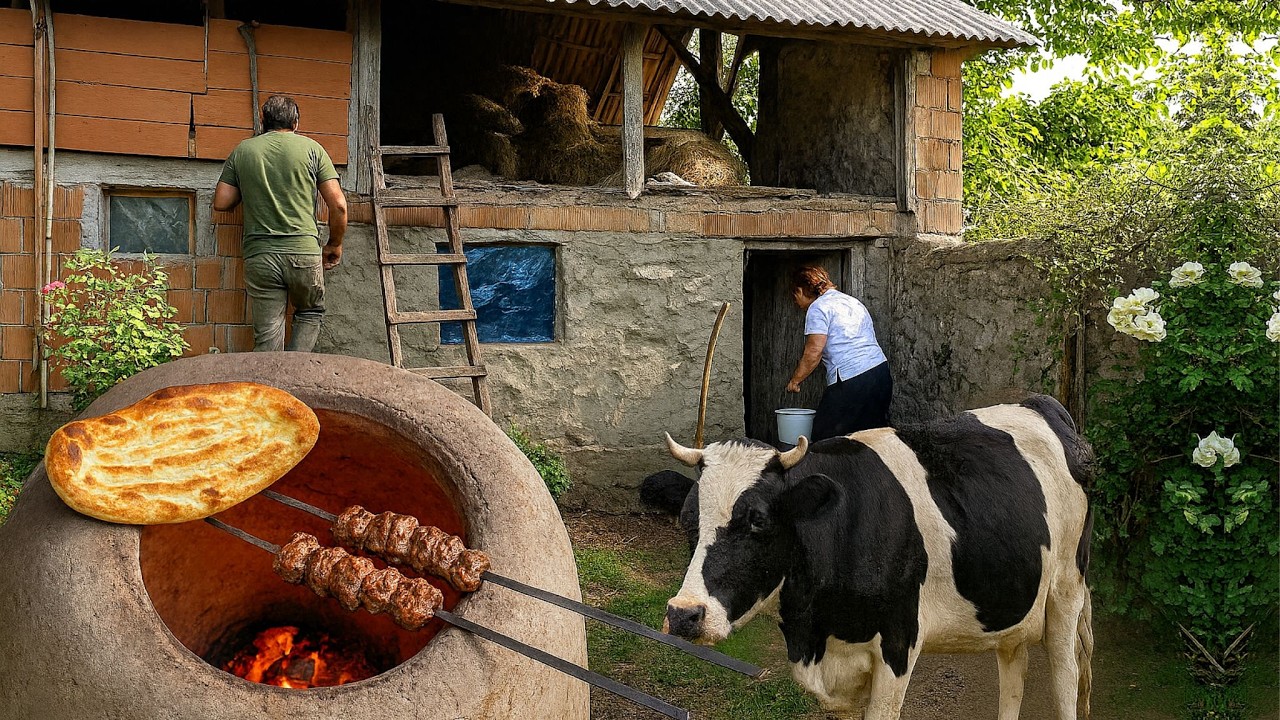 Сельская жизнь в горах Азербайджана — тандыр и печенка, приготовленная на гриле, как никогда раньше!
