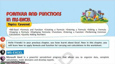 Formulas and functions in MS Excel, Part 3, Ch 7, Class 6, Computer Science, IT Planet, APS CBSE