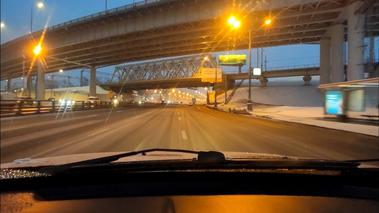 Поездка на машине в Москве в плохую погоду вечером/Driving in Moscow in ...