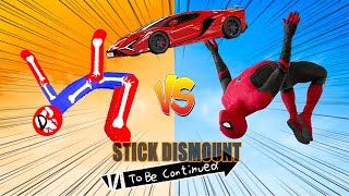 Stickman Dismount vs Real Spiderman | Best falls | Stickman Dismounting funny and epic moments screenshot 5