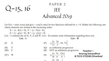 JEE Advanced 2019 Math Paper 2 (Q 15 , 16) solution | IIT JEE Maths | #jeeadvanced2019 #jeeadvanced