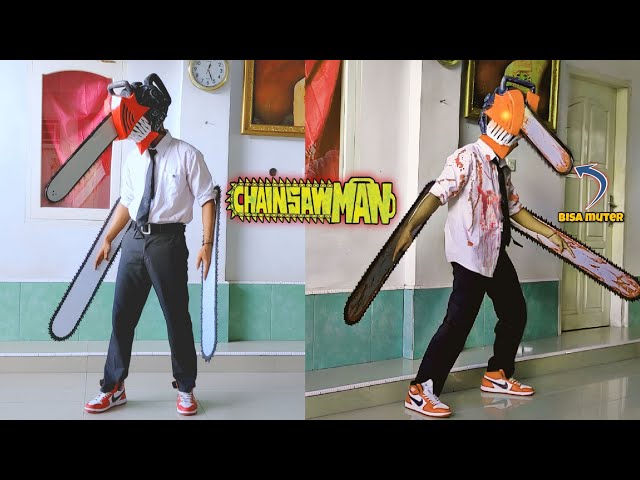 NYOBA COSPLAY CHAINSOW MAN‼️DARI BUBUR KERTAS #chainsawman class=