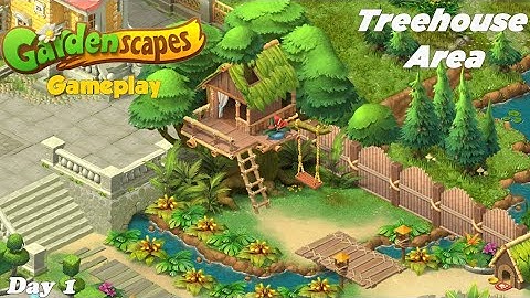 Gardenscapes gameplay Treehouse Area Day 1 video #2